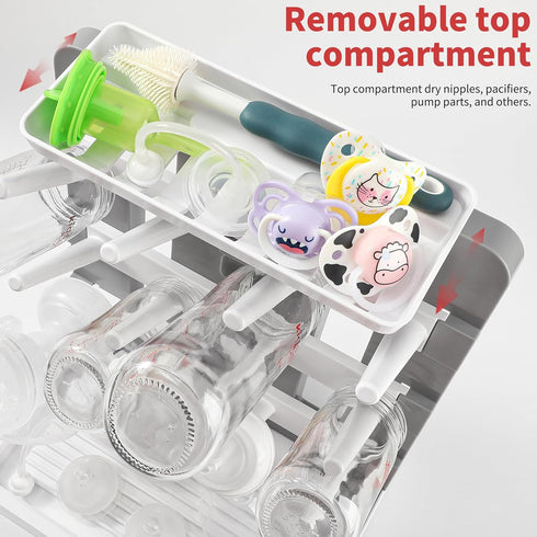 Countertop-Holds 12 Baby Bottle Drying Rack, Vertical Standing Bottle Drying Rack Holder-Space Saving Baby Bottle