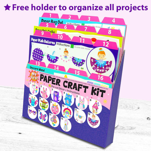 KRAFUN My First Unicorn Bunny Paper Craft Kit for Toddlers and Girls Age 3-8, 18 Cute DIY Arts and Crafts Projects