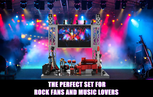 kadablok Sets, Set, 573PCS Rock Concert Building MOC Musical Instrument Building Blocks with Piano, Bass, Guitar & Drum