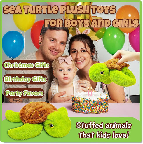 LoYuSenn 10-Inch Sea Turtle Stuffed Animal, Cute Turtle Plush Toys for Kids, Soft Stuffed Sea Animal Plushies for Girls
