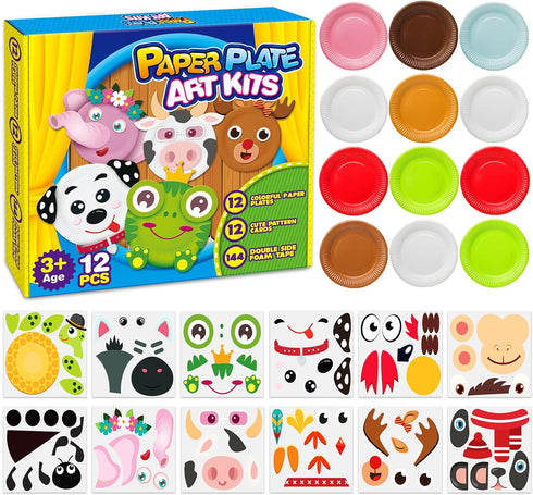 12 Pack 2, 3, 4, 5 V-Opitos Arts and Crafts Kits for Kids, Simple Animal Paper Plate Crafts for Toddler Age of Years
