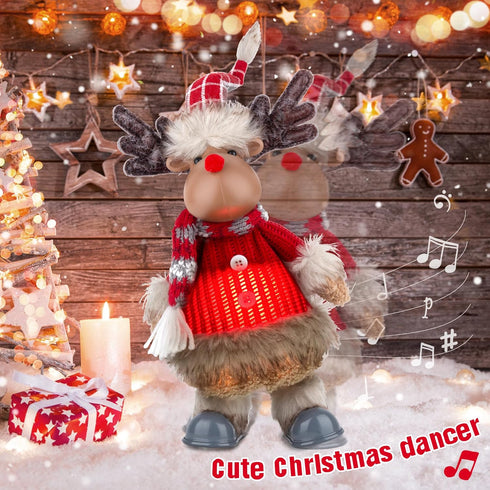 Electric Reindeer with Singing, Dancing, Christmas Animatronics Musical Reindeer, Christmas Plush Doll, Xmas Gift