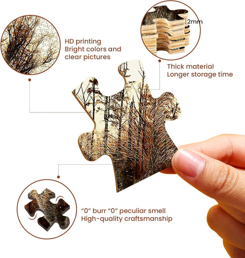 WOZUIBAN Adult Puzzle Classic Jigsaw 1000 Pieces - Wooden Puzzle DIY Forest Map Bear, Unique Gift, 75x50cm