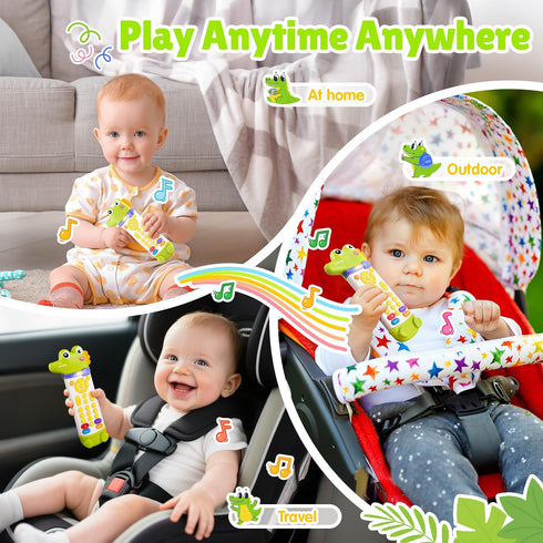 3 6 Baby Remote Control Toy, Teething Remote Control with Realistic Lights and Sounds - Languages (English, Spanish
