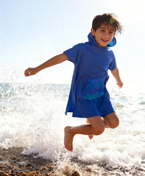 11-14 MissShorthair Towel Poncho for Kids, Hooded Beach Towel for Girl&Boy, Surf Poncho Swim Changing Robe Microfiber