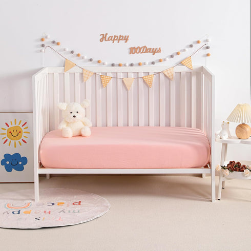 2 Pack 24x38 24x38 Inches NTBAY Muslin Cotton Mini Crib Sheets, Soft and Breathable Double Layer Baby Crib Sheets