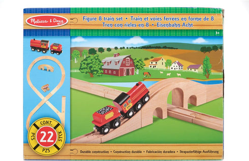 Set (22 Melissa & Doug Classic Wooden Figure Eight Train pcs)