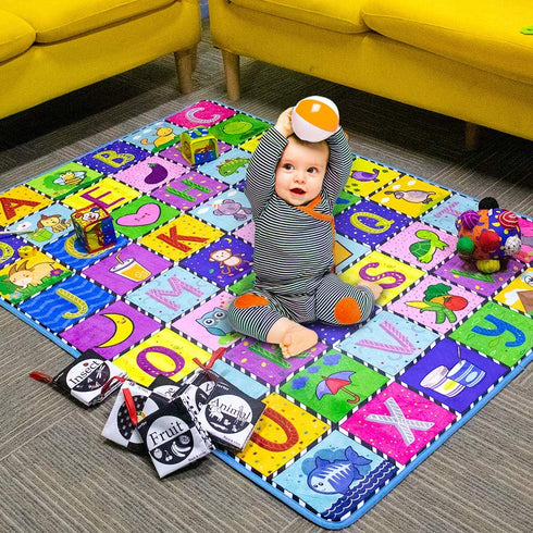 (59 44 Inch) teytoy Baby Cotton Play Mat, Baby Crawling Mat Super Soft Carpet Plush Surface Non-Slip Design, Floor