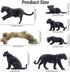 7PCS Playset, Toymany Black Panthers Figurines with Panther Cub and Tree Trunk, Realistic Jungle Animals Figures Family