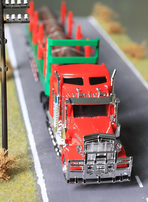1:50 Gemini&Genius Timber Truck Toys for Kids, Heavy Duty Alloy Truck Timber Construction Vehicle, Scale Diecast