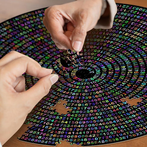 Pi p Day Puzzle for Adults 1000 Pieces, Round Rainbow Jigsaw Puzzle, Hard Impossible Number Puzzle