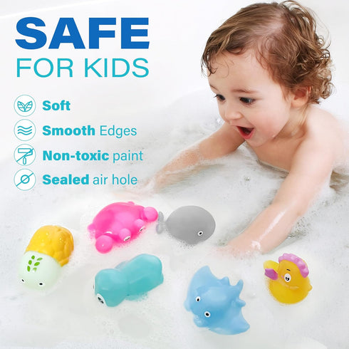 6PCS 1-3, 2-4, BenBen Bath Toy, Color Changing Bath Toys for Kids Ages No Holes Baby Bath Toys for Toddlers Ocean Sea