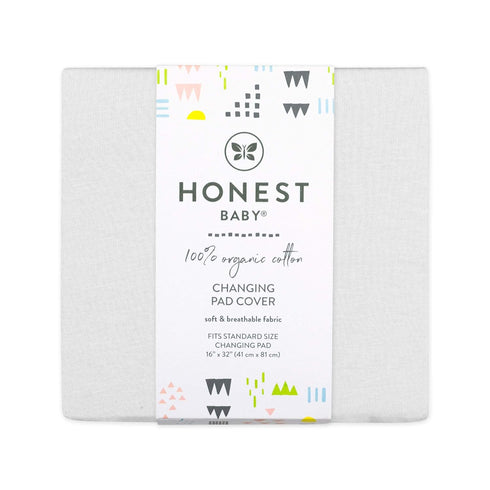HonestBaby Unisex Baby Organic Cotton Changing Pad Cover and Toddler Sleepers, Bright White, One Size US