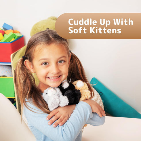 3 3 PREXTEX Plush Cat Toys Stuffed Animal with Cats Baby Stuffed Animals - Big Cat Zippers Little Plush Baby Kittens