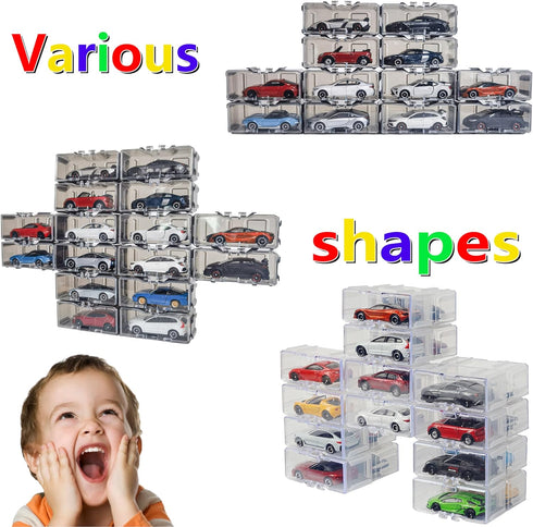 Toys Organizer Storage Case for Hot Wheels, Matchbox Cars, 1/64 Scale Display Case Holds 10/40 Cars (WHITE 10 PCS)