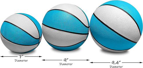 Botabee Official Size 9.4" Diameter Pool Basketball - Size 7 Waterproof Ball for Pool & Outdoor Play - White and Blue