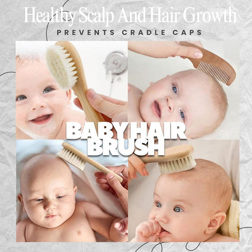 LEAFLINE HUB Set Set Baby Hair Brush and Comb for Newborns Soft Baby Brush with Gentle Goat Bristles Ideal Newborn Hair