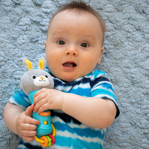 6 6 Bambiya Bunny Baby Teething Toy for Months and Up - Baby Teether, Rattle & Musical Toy with Lights, Fun Sound