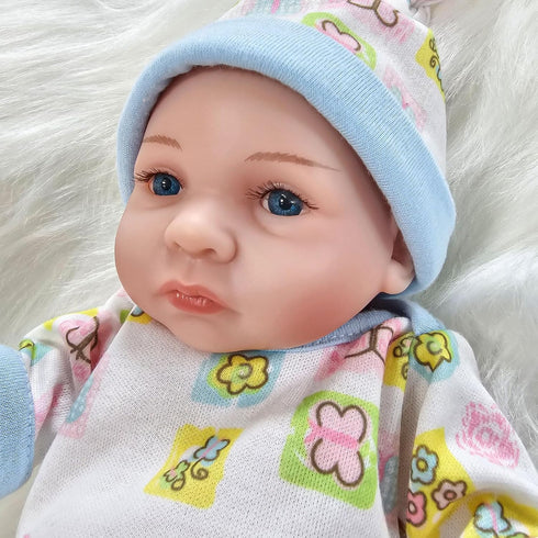 Reborn Baby Boy Doll, 10 Inch Anatomically Correct Realistic Silicone Vinyl Baby Doll Gift Set for Kids 3+