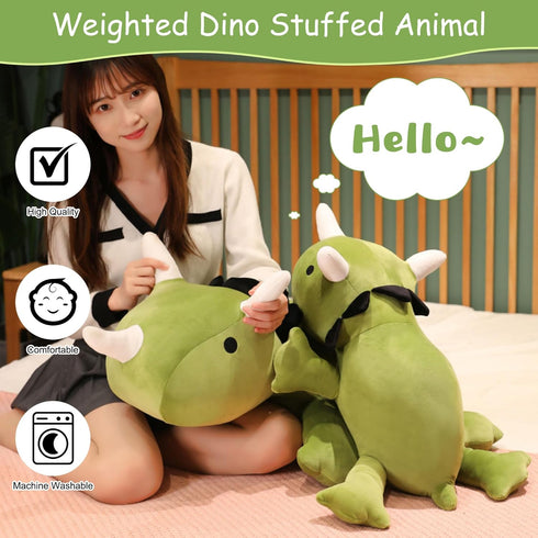 13.8 Inch, 1.6 Lbs SQEQE Weighted Dinosaur Plush, Weighted Dinosaur Stuffed Animal, Dino Plushies Pillow Toy Gift