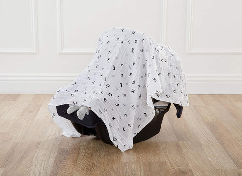 American Baby Company 100% Cotton Muslin Swaddle Blanket, Soft & Lightweight, Gray Stars/Moon, 47" x 47"