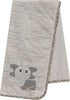 Baby Blanket with Elephant Embroidery, Unisex, Super Soft, Jungle Animal Safari Collection, Gray/Multicoloured, 30x40