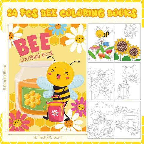 24 Sets Funrous Bee Coloring Books Bulk with Stackable Crayons Spring Drawing Pages Flower Butterfly Honeycomb Insect