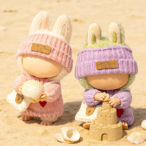 VVQUI (2 Pack) 17cm 6-Piece Clothes for LABUBU Doll, Handcrafted Crochet Accessories for LABUBU, Premium Outfits