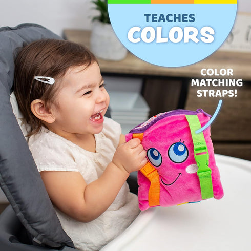 Buckle Toys - Bella Square - Learning Activity Toy - Develop Motor Skills and Problem Solving - Easy Travel Toy Perfect