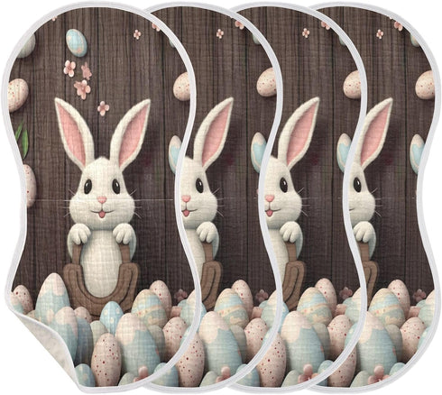 YETTASBIN Easter Bunny Egg Muslin Baby Burp Cloth, Super Soft Absorbent Cotton Burp Rag Baby Bibs Feeding Cloth