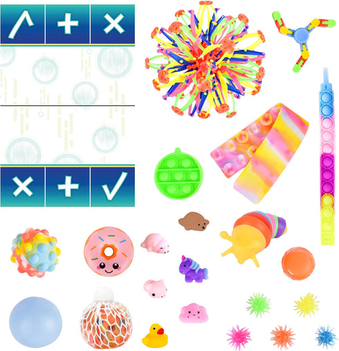 24 Sunny Days Entertainment Piece Fidget Box, Sensory Toys with Storage Container, Party Favor, Treasure Box, Carnival