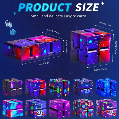 20 Pcs Galaxy Infinity Cube Toy Bulk with Bag Mini Blocks Cube Gadget Sensory Toy Stress Anxiety Relief Magic Puzzle