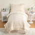Set 4-Piece Set Set Toddler Bedding for Girls Beige Boho Tufted Toddler Comforter Jacquard Tufts Ruffle Fringe