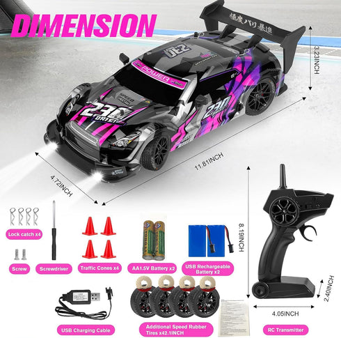 1:16 2.4GHz 4WD 40km/h RC Drift Car, Scale Drifting RC Cars, RC Race Car, High-Speed Remote Control Drift Car Vehicle
