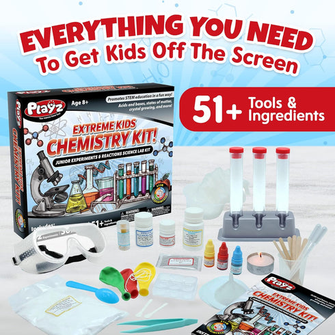 Playz 52 Extreme Kids Chemistry Experiments Set | STEM Activities & Science Kits for Kids Age 8-12