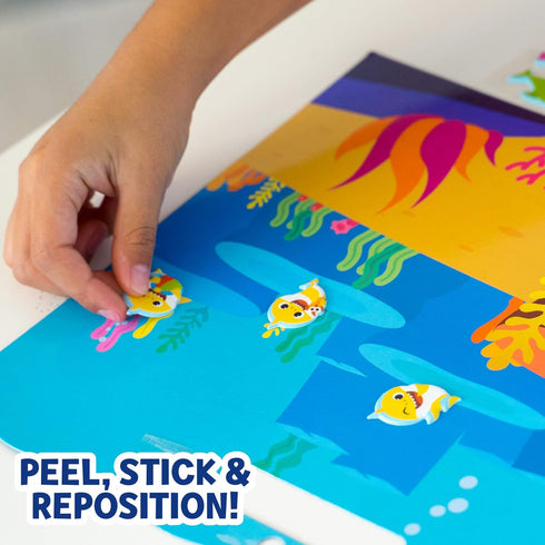 Horizon Group USA Baby Shark Sticker Play Set - 100 Reusable Puffy Stickers for Kids Ages 3 and Up