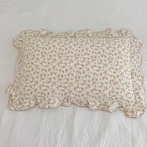 Pillowcase,1 Piece,14"x20" BuLuTu Cotton Muslin Kids Toddler Pillowcase with Cute Camellia Flowers Super Soft Travel