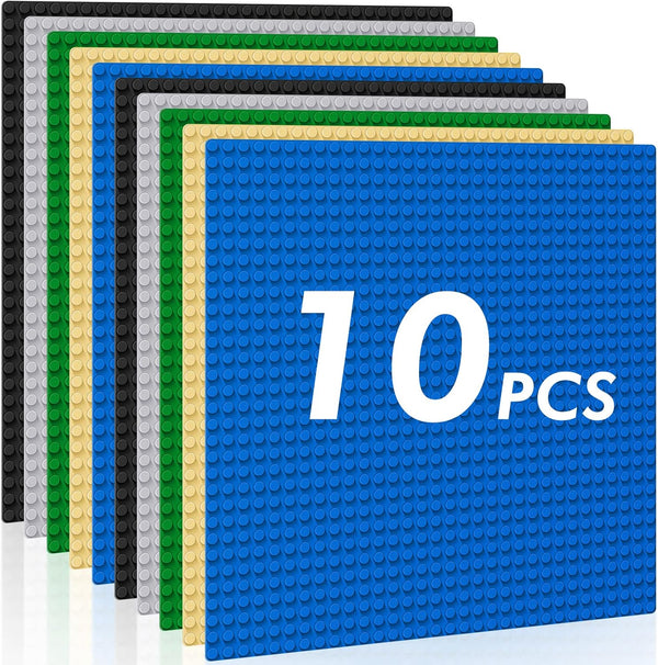 Pokiiulk Classic Baseplates Building Plates-Pack of 10 Large 10" x 10" Building