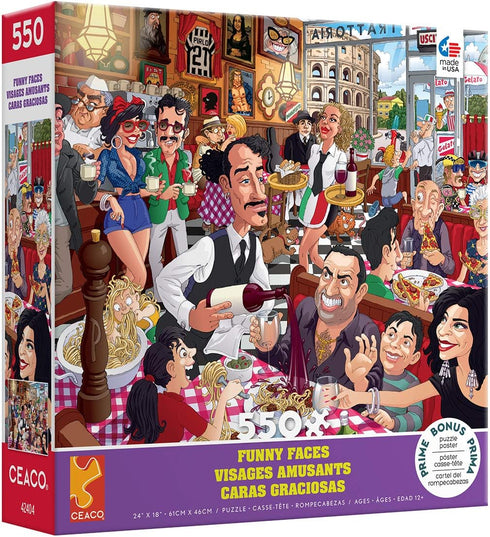 Ceaco - 550 Piece Jigsaw Puzzle - Funny Faces - Italian Restaurant