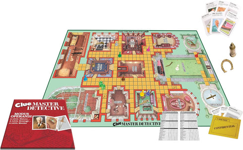 Clue Master Detective with Oversized Brass Tone Metal Weapons - Largest Game of Clue Ever