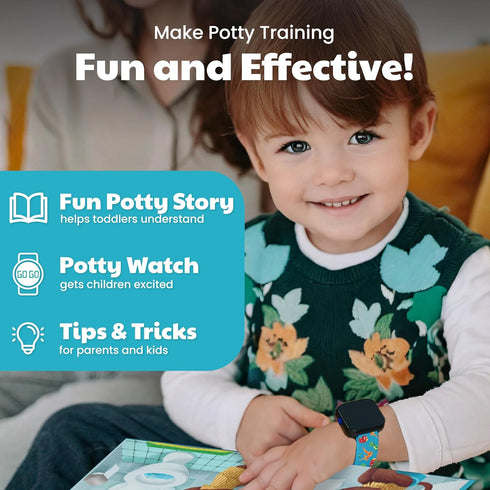 Potty Training Watch & Board Book for Kids A Water Resistant Potty Reminder Device for Boys & Girls - Train Your