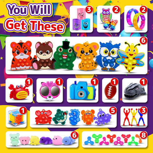 TRIRAXUS 1000 PCS Party Favors for Kids, Bulk Fidget Toys,Goodie Bags Stuffers, Treasure Box Toy for Classroom Prizes