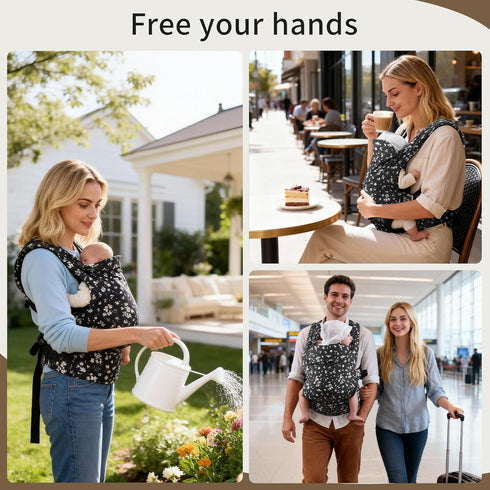 100% Baby Carrier Newborn to Toddler, Ergonomic and Adjustable Infant Baby Carrier Cotton with Head Support by Fruiteam