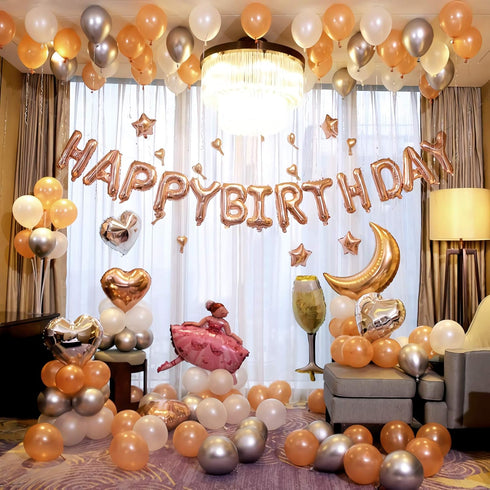 16 Inch Rose Gold Happy Birthday Balloons Banner, Aluminum Foil Letters for Birthday Decorations Party Supplies