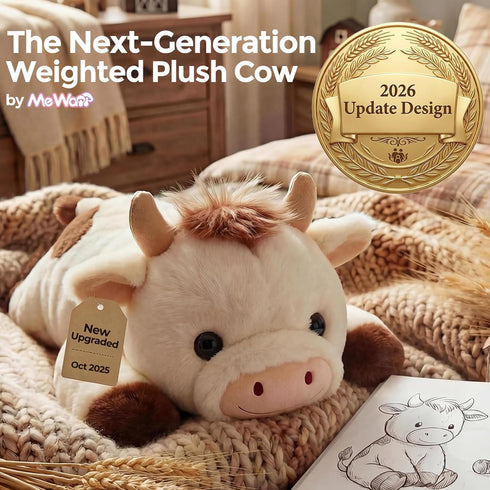 2-5 lbs 23" Mewaii Weighted Stuffed Animals for Adults & Kids, - Heatable Coolable Cow Plush, Microwavable Adjustable