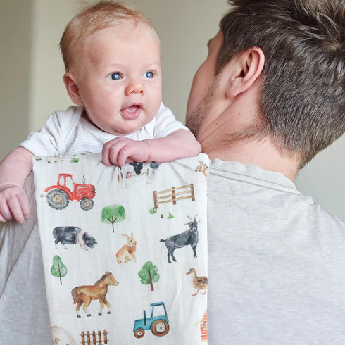 LifeTree Muslin Swaddle Blankets Neutral, Baby Washcloths Farm Animals Swaddling Wrap Nursery Receiving Blanket