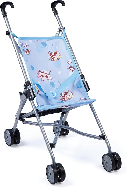 18 Bayer Baby Umbrella Stroller for Dolls - Blue Cow Print