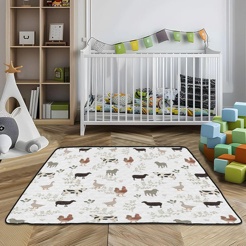 KICPOAY 50 50 Baby Play Mat Farm Cow Rooster Goose x Playpen Mats for Floor Play Gym Crawling Mat Non-Slip Cushioned