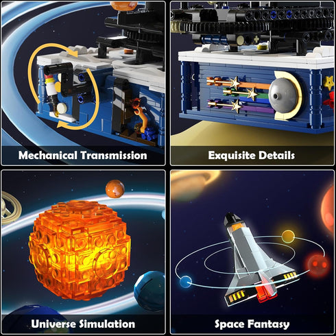 Solar System Building Sets with Light, Rotatable Space Exploration Toys with 9 Planets & Rocket Sets for Kids Age 6+