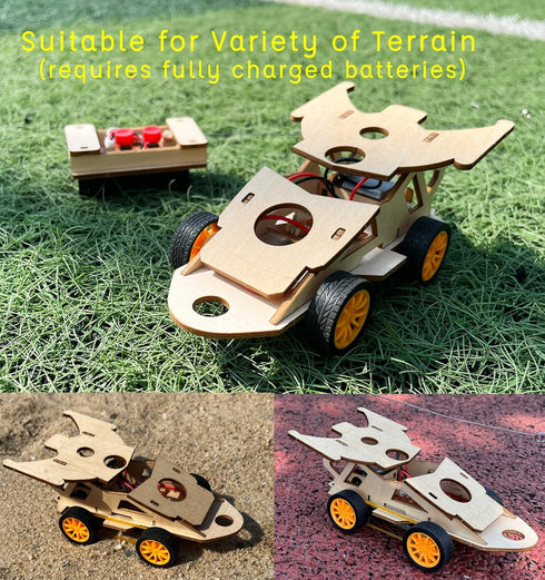 2 in 1 Science Experiment Kits for Kids - DIY Building Remote Control Solar Car Model Kit, 3D Puzzles Wooden Motor Set,